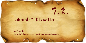 Takaró Klaudia névjegykártya